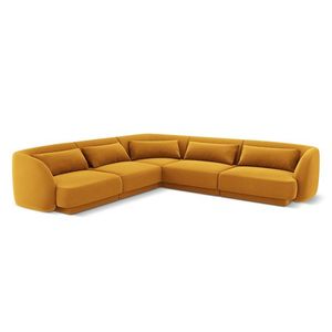 Coltar reversibil 5 locuri, Tulum, Cosmopolitan Design, 255x255x70 cm, catifea, galben imagine