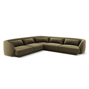 Coltar reversibil 5 locuri, Tulum, Cosmopolitan Design, 255x255x70 cm, catifea, verde imagine