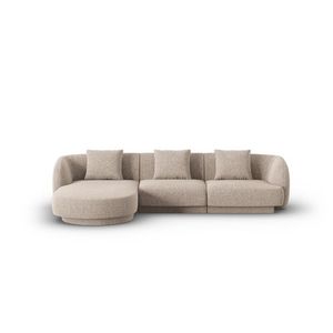 Coltar stanga 4 locuri, Tulum, Cosmopolitan Design, 255x156x70 cm, tesatura chenille, bej imagine