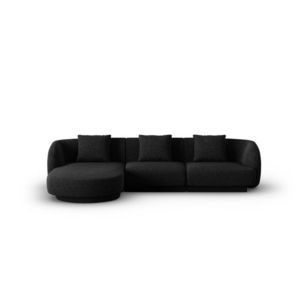 Coltar stanga 4 locuri, Tulum, Cosmopolitan Design, 255x156x70 cm, tesatura chenille, negru imagine