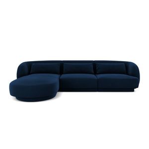 Coltar stanga 4 locuri, Tulum, Cosmopolitan Design, 255x156x70 cm, catifea, albastru regal imagine