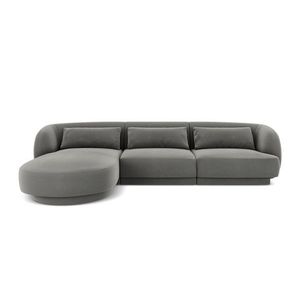 Coltar stanga 4 locuri, Tulum, Cosmopolitan Design, 255x156x70 cm, catifea, gri deschis imagine