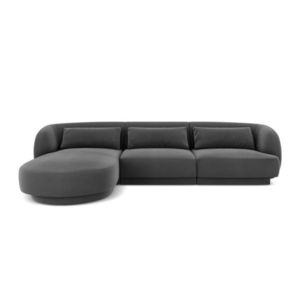 Coltar stanga 4 locuri, Tulum, Cosmopolitan Design, 255x156x70 cm, catifea, gri imagine
