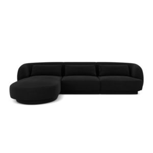 Coltar stanga 4 locuri, Tulum, Cosmopolitan Design, 255x156x70 cm, catifea, negru imagine