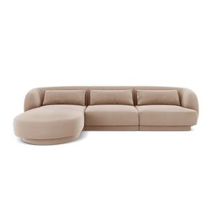 Coltar stanga 4 locuri, Tulum, Cosmopolitan Design, 255x156x70 cm, catifea, bej imagine