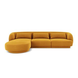 Coltar stanga 4 locuri, Tulum, Cosmopolitan Design, 255x156x70 cm, catifea, galben imagine