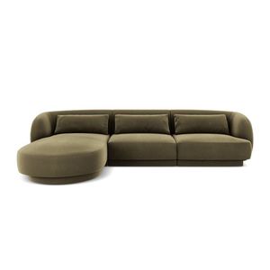 Coltar stanga 4 locuri, Tulum, Cosmopolitan Design, 255x156x70 cm, catifea, verde imagine