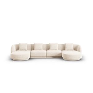 Coltar panoramic 5 locuri, Tulum, Cosmopolitan Design, 330x156x70 cm, tesatura chenille, bej deschis imagine
