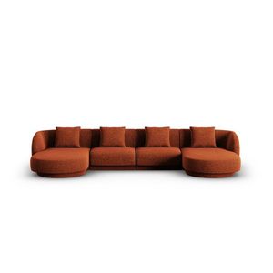 Coltar panoramic 5 locuri, Tulum, Cosmopolitan Design, 330x156x70 cm, tesatura chenille, teracota imagine
