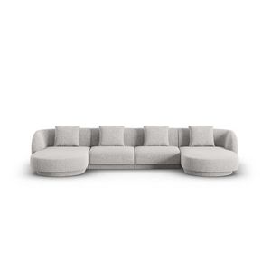 Coltar panoramic 5 locuri, Tulum, Cosmopolitan Design, 330x156x70 cm, tesatura chenille, gri deschis imagine