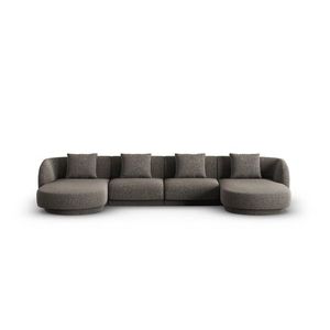 Coltar panoramic 5 locuri, Tulum, Cosmopolitan Design, 330x156x70 cm, tesatura chenille, gri imagine