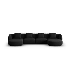 Coltar panoramic 5 locuri, Tulum, Cosmopolitan Design, 330x156x70 cm, tesatura chenille, negru imagine