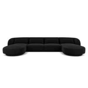 Coltar panoramic 5 locuri, Tulum, Cosmopolitan Design, 330x156x70 cm, catifea, negru imagine