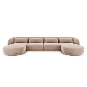 Coltar panoramic 5 locuri, Tulum, Cosmopolitan Design, 330x156x70 cm, catifea, bej imagine