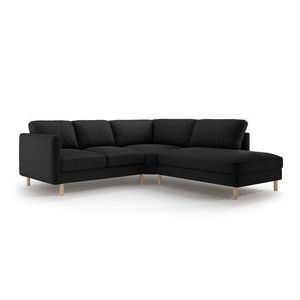 Coltar dreapta 4 locuri, Eden, Micadoni, 267x234x90 cm, catifea, negru imagine