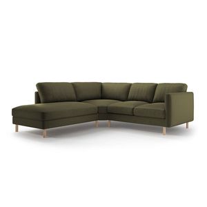 Coltar stanga 4 locuri, Eden, Micadoni, 267x234x90 cm, catifea, verde muschi melanj imagine