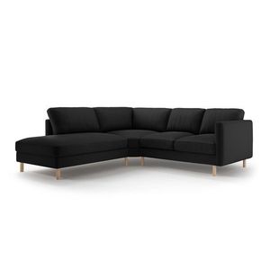 Coltar stanga 4 locuri, Eden, Micadoni, 267x234x90 cm, catifea, negru imagine