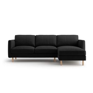 Coltar dreapta 3 locuri, Eden, Micadoni, 250x150x90 cm, catifea, negru imagine