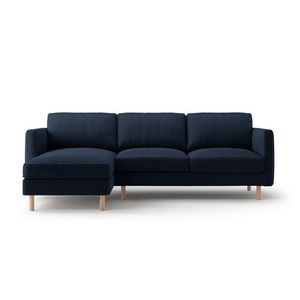 Coltar stanga 3 locuri, Eden, Micadoni, 250x150x90 cm, catifea, albastru inchis imagine