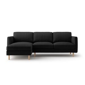 Coltar stanga 3 locuri, Eden, Micadoni, 250x150x90 cm, catifea, negru imagine