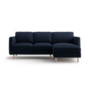 Coltar dreapta 3 locuri, Eden, Micadoni, 223x150x90 cm, catifea, albastru inchis imagine