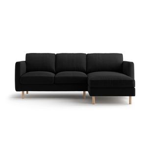 Coltar dreapta 3 locuri, Eden, Micadoni, 223x150x90 cm, catifea, negru imagine
