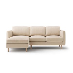 Coltar stanga 3 locuri, Eden, Micadoni, 223x150x90 cm, catifea, bej nude imagine