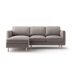 Coltar stanga 3 locuri, Eden, Micadoni, 223x150x90 cm, catifea, gri beton imagine