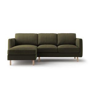 Coltar stanga 3 locuri, Eden, Micadoni, 223x150x90 cm, catifea, verde muschi melanj imagine