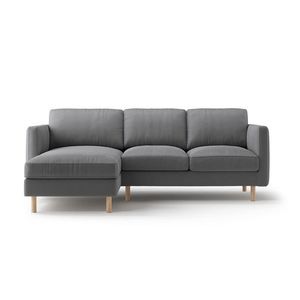 Coltar stanga 3 locuri, Eden, Micadoni, 223x150x90 cm, catifea, gri imagine