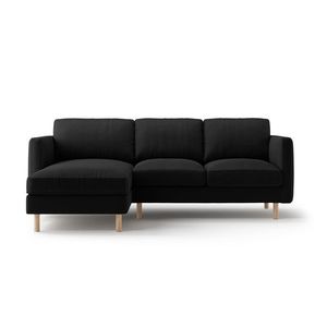 Coltar stanga 3 locuri, Eden, Micadoni, 223x150x90 cm, catifea, negru imagine
