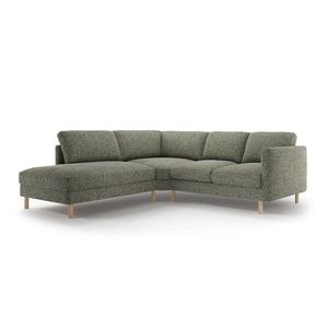 Coltar stanga 4 locuri, Eden, Micadoni, 267x234x90 cm, tesatura structurata, verde muschi melanj imagine