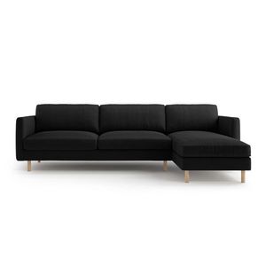 Coltar dreapta 4 locuri, Eden, Micadoni, 286x150x90 cm, catifea, negru imagine