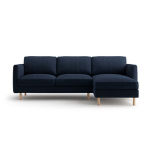 Coltar dreapta 3 locuri, Eden, Micadoni, 250x150x90 cm, catifea, albastru inchis imagine