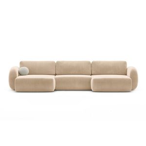 Coltar panoramic extensibil 5 locuri, Tonale, Cosmopolitan Design, 362x149x88 cm, catifea, bej migdala imagine