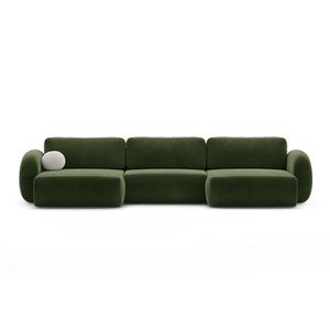 Coltar panoramic extensibil 5 locuri, Tonale, Cosmopolitan Design, 362x149x88 cm, catifea, verde army imagine