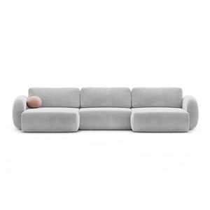 Coltar panoramic extensibil 5 locuri, Tonale, Cosmopolitan Design, 362x149x88 cm, catifea, gri imagine