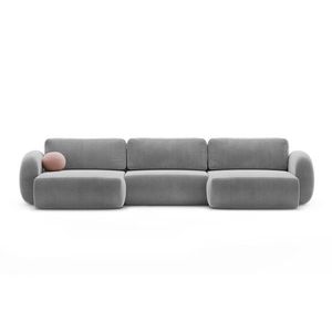 Coltar panoramic extensibil 5 locuri, Tonale, Cosmopolitan Design, 362x149x88 cm, catifea, gri inchis imagine