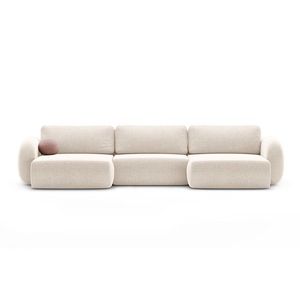 Coltar panoramic extensibil 5 locuri, Tonale, Cosmopolitan Design, 362x149x88 cm, tesatura chenille, bej deschis imagine
