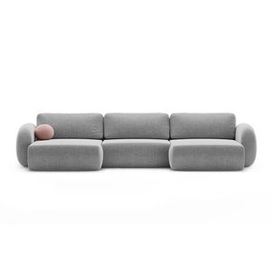 Coltar panoramic extensibil 5 locuri, Tonale, Cosmopolitan Design, 362x149x88 cm, tesatura chenille, gri deschis imagine