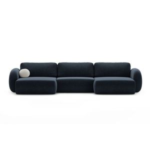 Coltar panoramic extensibil 5 locuri, Tonale, Cosmopolitan Design, 362x149x88 cm, tesatura chenille, albastru navy imagine
