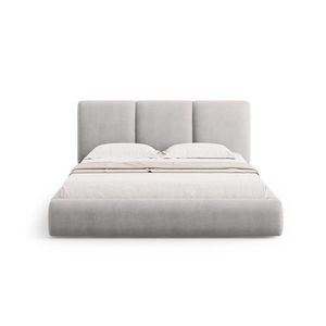 Pat tapitat cu somiera rabatabila si lada depozitare, 180x200 cm, Windsor & Co, Horizon, tesatura chenille, gri deschis imagine