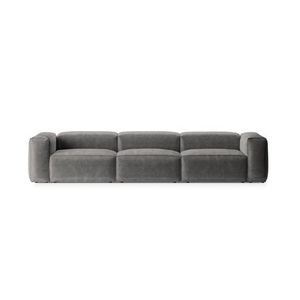 Canapea 4 locuri, Bergamo, Cosmopolitan Design, 364x108x70 cm, catifea chenille raiata, gri deschis imagine