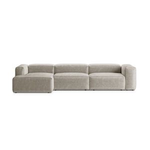 Coltar stanga 4 locuri, Bergamo, Cosmopolitan Design, 344x152x70 cm, catifea chenille raiata, ivoriu imagine