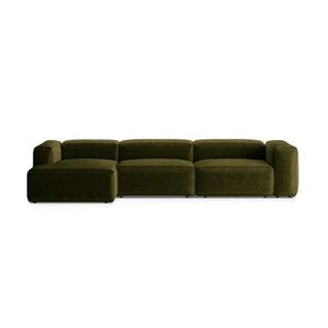 Coltar stanga 4 locuri, Bergamo, Cosmopolitan Design, 344x152x70 cm, catifea chenille raiata, verde imagine