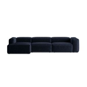 Coltar stanga 4 locuri, Bergamo, Cosmopolitan Design, 344x152x70 cm, catifea chenille raiata, albastru navy imagine