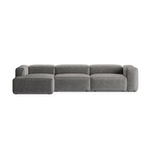 Coltar stanga 4 locuri, Bergamo, Cosmopolitan Design, 344x152x70 cm, catifea chenille raiata, gri deschis imagine