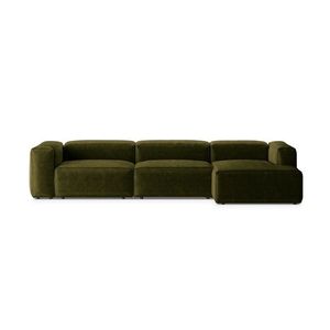 Coltar dreapta 4 locuri, Bergamo, Cosmopolitan Design, 344x152x70 cm, catifea chenille raiata, verde imagine