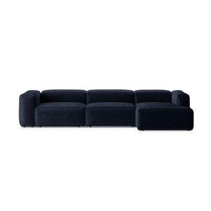 Coltar dreapta 4 locuri, Bergamo, Cosmopolitan Design, 344x152x70 cm, catifea chenille raiata, albastru navy imagine
