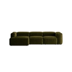 Coltar stanga 3 locuri, Bergamo, Cosmopolitan Design, 304x152x70 cm, catifea chenille raiata, verde imagine